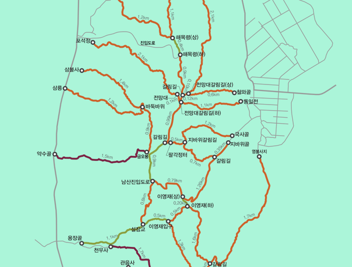 경주남산탐방로지도